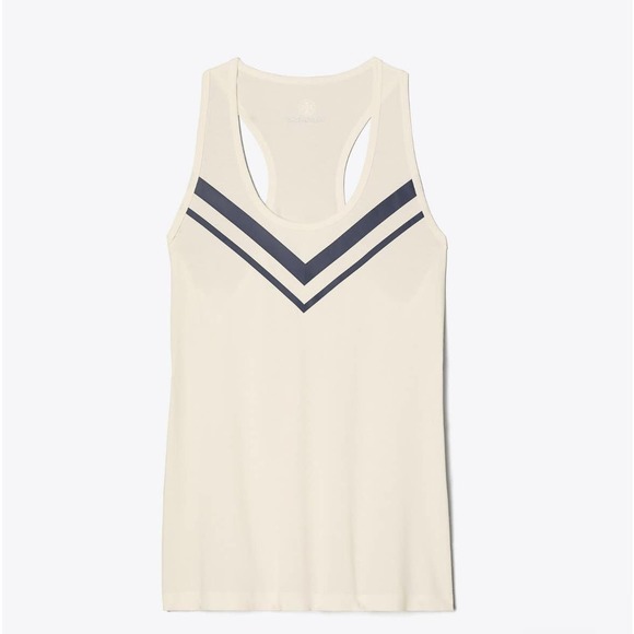 Tory Burch Tops - Tory Burch Sport Performance Chevron Tank Ivory Pearl/Tory Navy Size Medium EUC